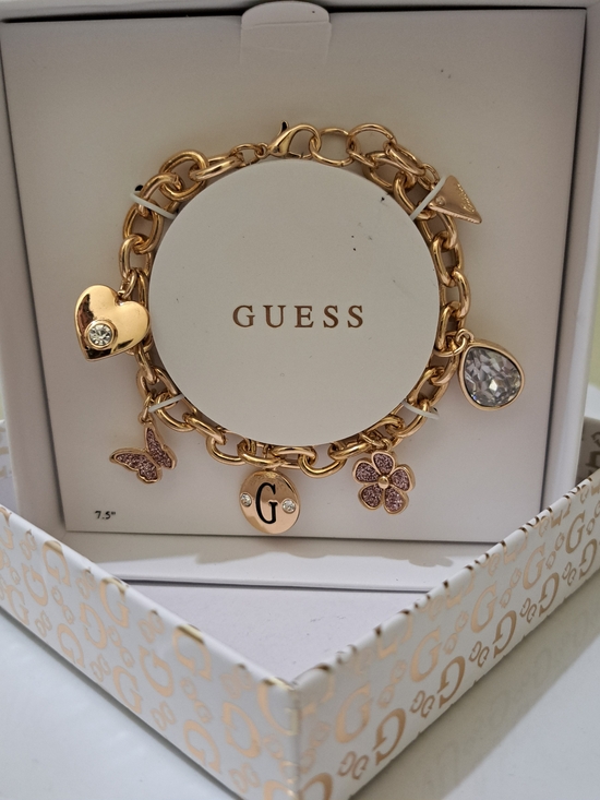 Guess Jewelry - GUESS Gold-Tone Charm Bracelet with Crystal Accents
